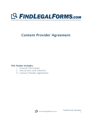Content Provider Agreement