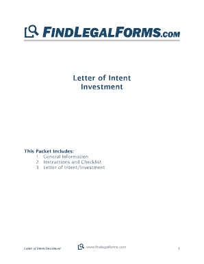 Letter of Intent for Investment