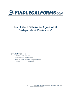 Real Estate Salesman Agreement (Independent Contractor)