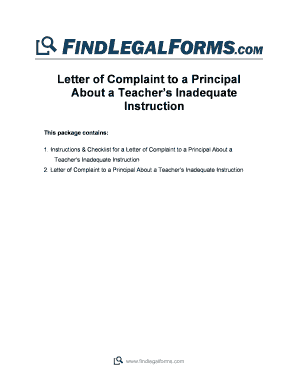 Letter of Complaint to a Principal About a Teacher’s Inadequate Instruction