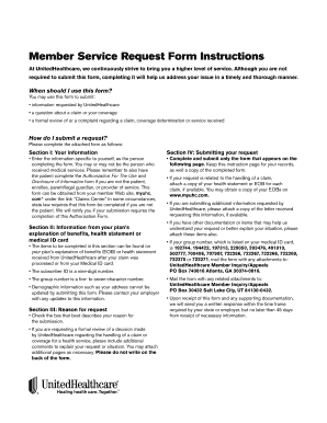 UnitedHealthcare Member Service Request Form