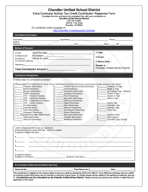 Chandler Unified School District Extra Curricular Activity Tax Credit Contribution Form