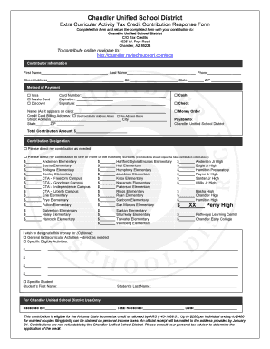 Chandler Unified School District Extra Curricular Activity Tax Credit Contribution Form