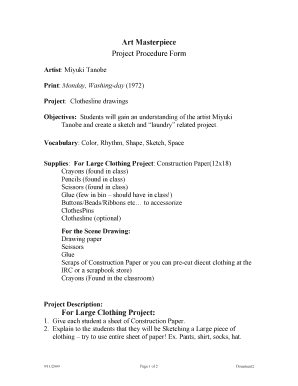 Parole plan template - art masterpiece project procedure form