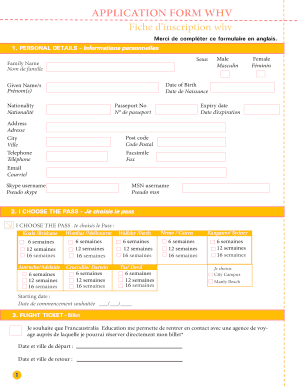 WHV Application Form