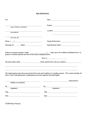 Bid Proposal Form