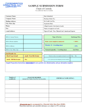 Chain of Custody Sample Submission Form