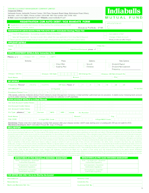 Indiabulls Mutual Fund SIP Registration Form
