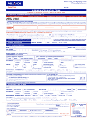Reliance Mutual Fund Application Form
