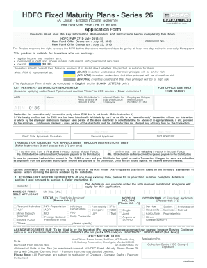 HDFC Fixed Maturity Plans Series 26 Application Form