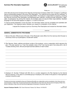 Summary Plan Description Supplement