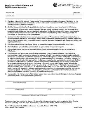 KC2064A Appointment of Administrator and Hold Harmless Agreement