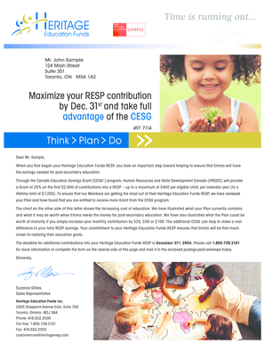 RESP Contribution Increase Notice