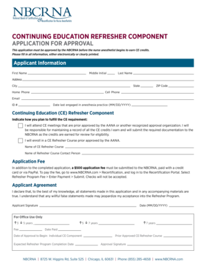 Nurse Anesthetist Recertification Application