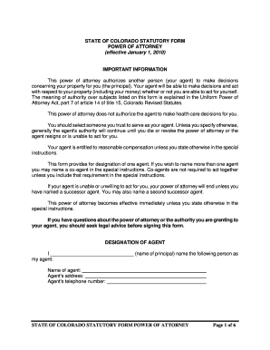 Colorado Statutory Power of Attorney