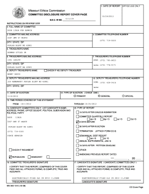 Missouri Committee Disclosure Report