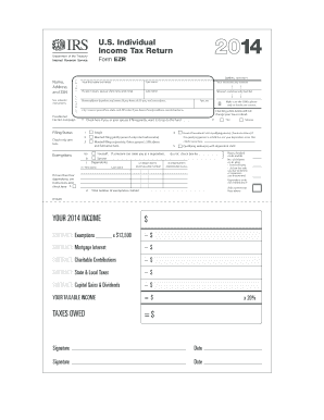 US Federal 2014 Tax Form