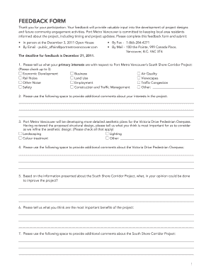 Port Metro Vancouver Feedback Form
