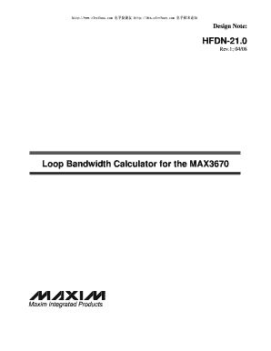 HFDN-21.0 Loop Bandwidth Calculator for the MAX3670