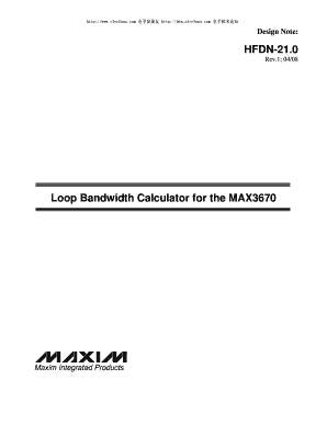 Printable spreadsheets - HFDN-21.0 Loop Bandwidth Calculator for the MAX3670