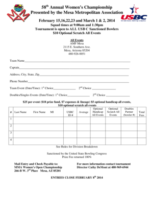 Entry Form - 2014 Championship Tournament - PDF format