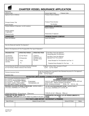 Charter Vessel Insurance Application