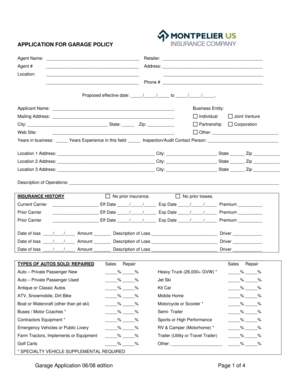 Garage Policy Application Form