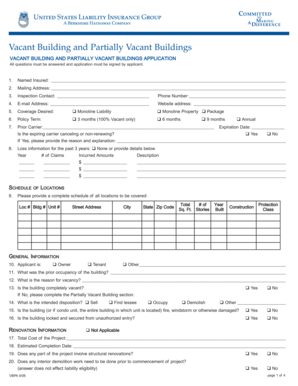 Vacant Building Insurance Application