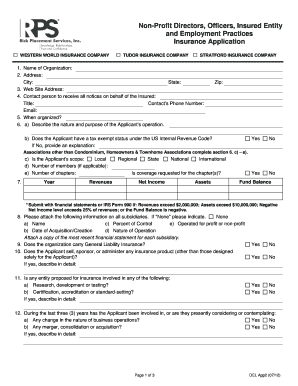 Non-Profit Employment Practices Insurance Application