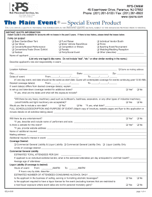 Special Event Product Application
