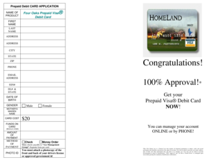 Prepaid Visa Debit Card Application