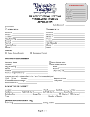 Air Conditioning Heating Ventilating Systems Permit