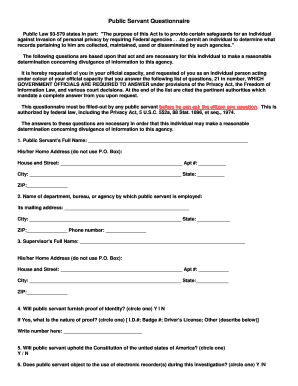 Public Servant Questionnaire