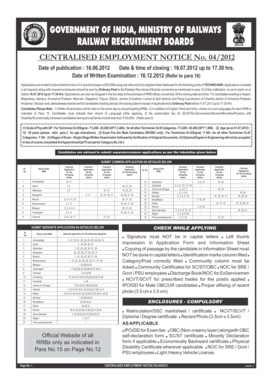 Indian Railways Technician Recruitment Application Form