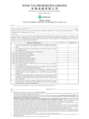 Wing Tai Properties Proxy Form