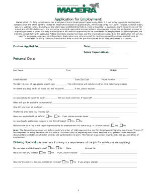 Employment Application Form