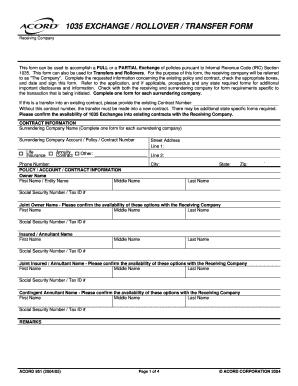 1035 exchange / rollover / transfer form - Applied Systems, Inc.