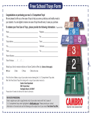 Free School Trays Form