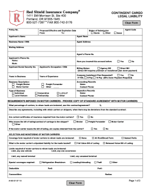 Contingent Cargo Legal Liability Application