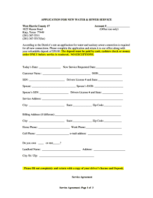 Water and Sewer Service Application