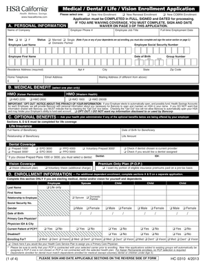 Medical/Dental/Life/Vision Enrollment Application