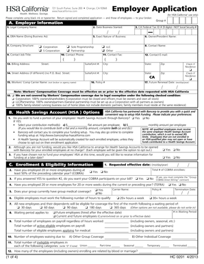 HSA California Employer Application