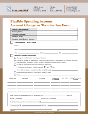 Flexible Spending Account Change Form