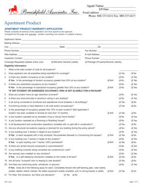 Apartment Product Warranty Application