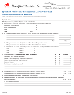 Claims Adjuster Supplemental Application
