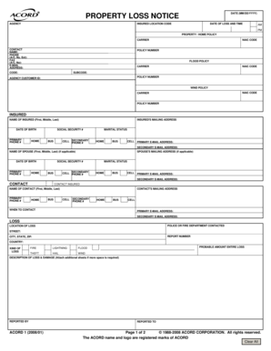 Property Loss Notice Form