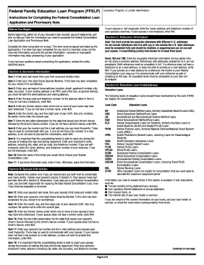 Federal Consolidation Loan Application and Promissory Note