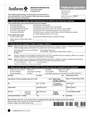 Anthem Blue Cross Employee Application