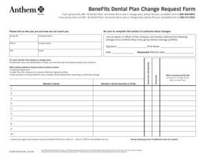 BeneFits Dental Plan Change Request Form