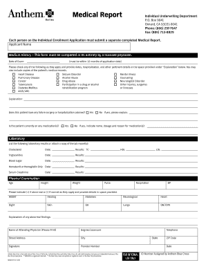 Anthem Blue Cross Medical Report Form